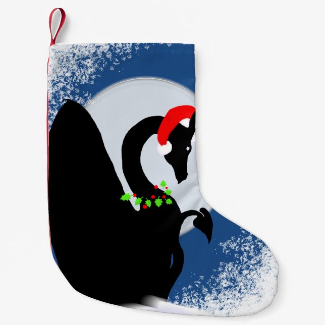 Dragon Moon Holiday (Royal Blue) Small Christmas Stocking (Front)
