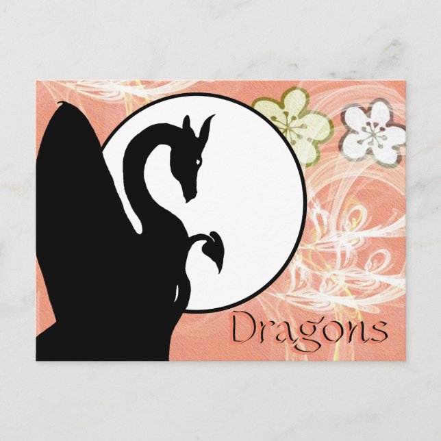 Dragon Moon I (Salmon Flowers) Postcard (Front)