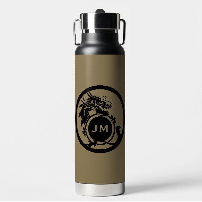Dragon Novelty Golfer Initial Gift Water Bottle (Front)