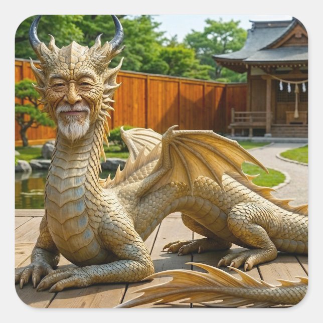 Dragon of Balance Square Sticker (Front)