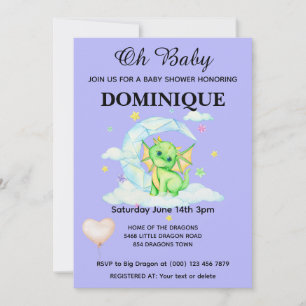 Dragon On A Cloud - Baby Shower Invitation