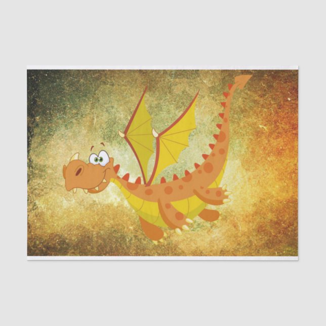 Dragon on an orange texture tissue paper (Front)
