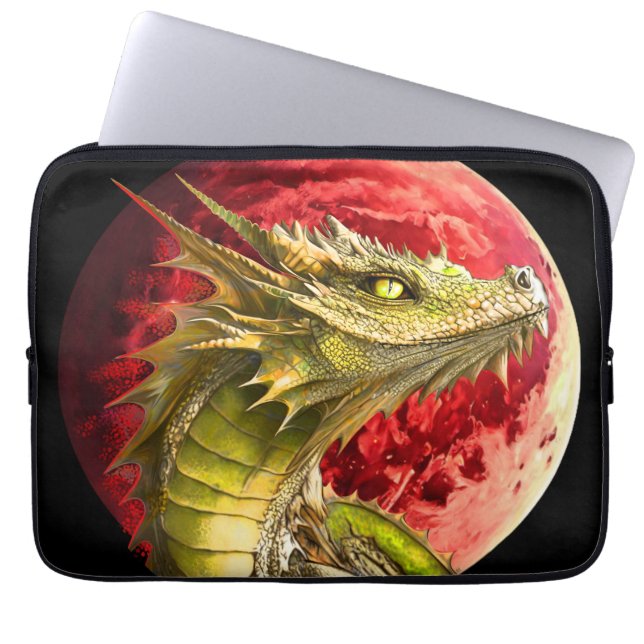 Dragon on Bloody Moon Laptop Sleeve (Front)