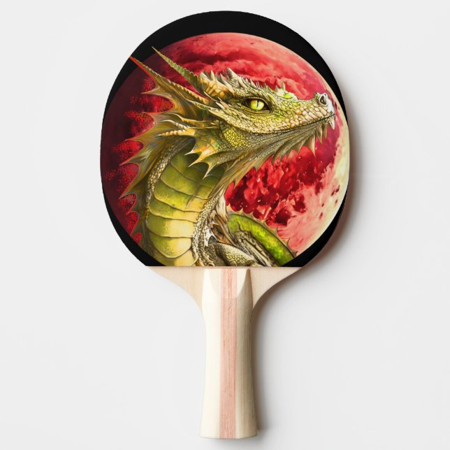 Dragon on Bloody Moon Ping Pong Paddle (Front)