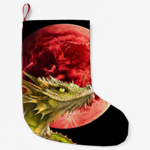 Dragon on Bloody Moon Small Christmas Stocking