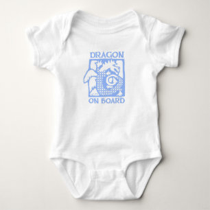 DRAGON ON BOARD! baby creeper blue