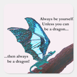 Dragon on Branch Square Sticker