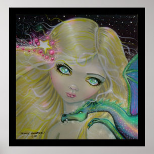 Dragon on my Shoulder Fantasy Dragon Fairy Poster