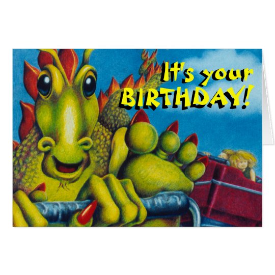 dragon on roller coaster, It's your, BIRTHDAY!,... Card