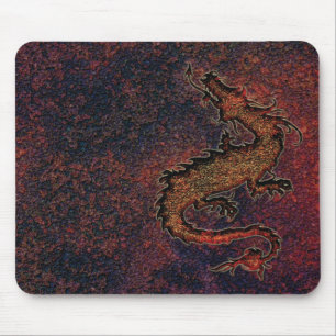 dragon on rusty metallic background mouse mat