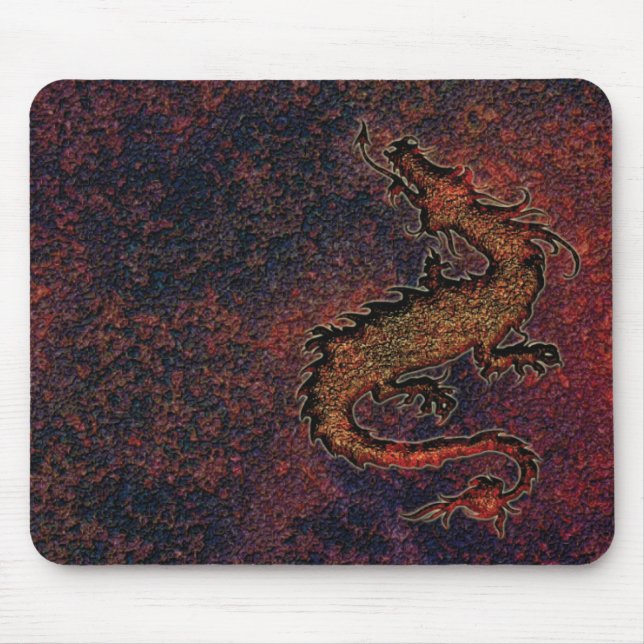 dragon on rusty metallic background mouse mat (Front)