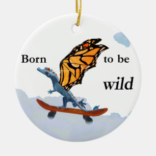 Dragon on Skateboard Ceramic Tree Decoration