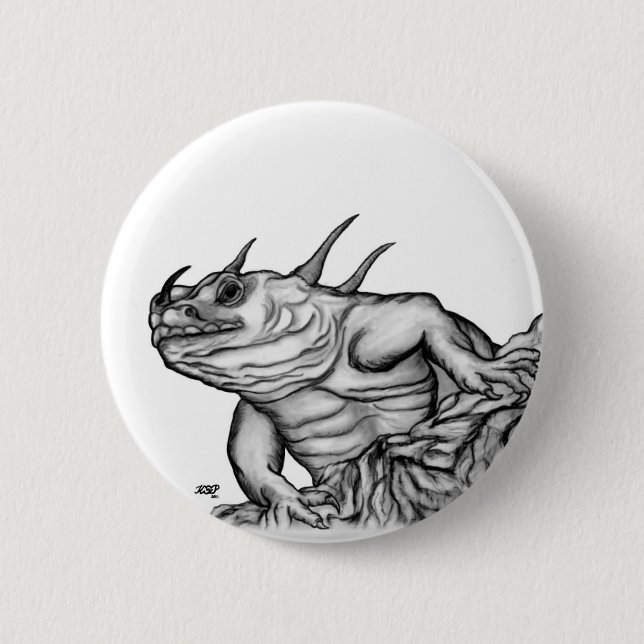 Dragon on the Rock 6 Cm Round Badge (Front)