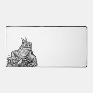Dragon on the Rock , black and white design Desk Mat