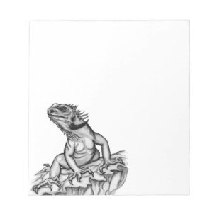 Dragon on the Rock , black and white design Notepad