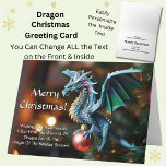 Dragon on Tree Bauble  Merry Christmas  Card<br><div class="desc">Personalise these Christmas Cards  - change any text -  Also see my store for other Dragon Gifts</div>