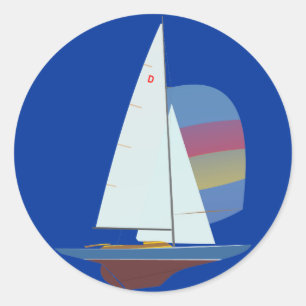 Dragon One Design Racing Sailboat Classic Round Sticker