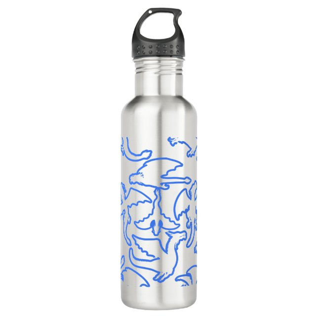 Dragon outline pattern 03.b L Yellow BG 710 Ml Water Bottle (Front)