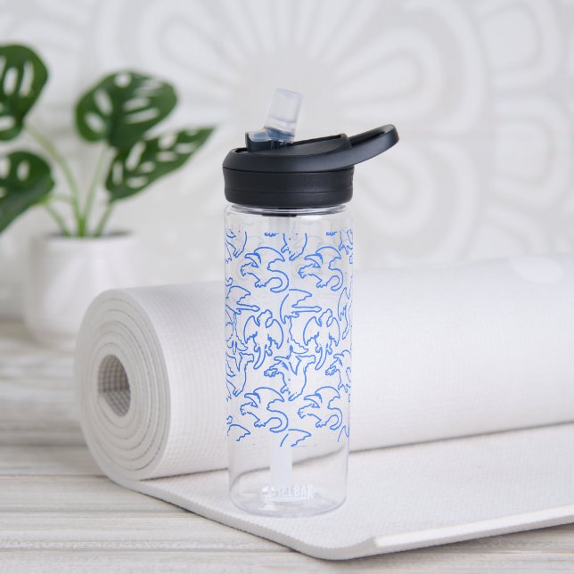 Dragon outline pattern 03.b L Yellow BG Water Bottle (Yoga)