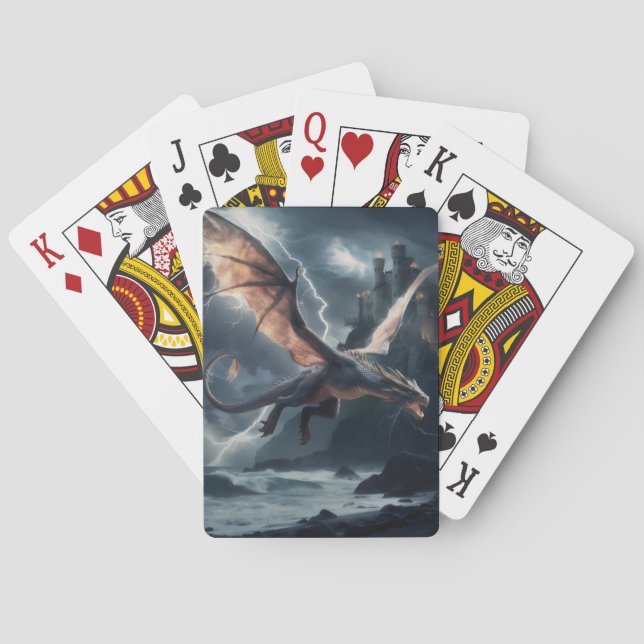 Dragon over the castle. playing cards (Back)