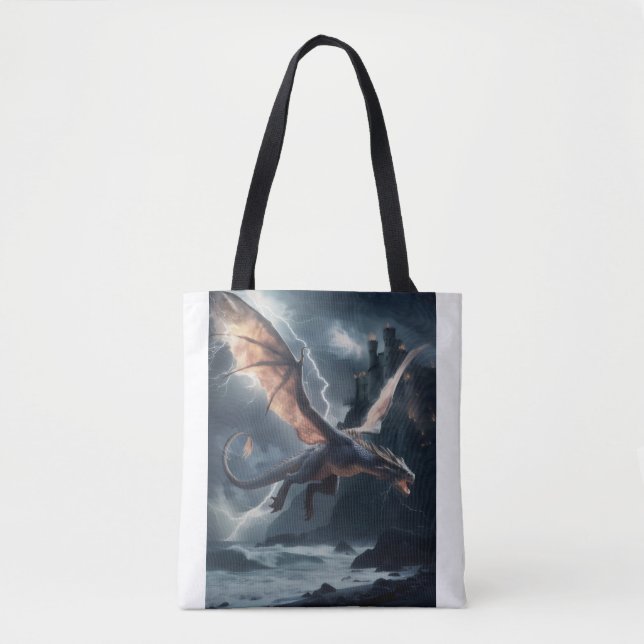 Dragon over the castle. tote bag (Front)