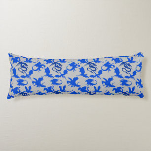 Dragon pattern 02 blue.bwx4 grey BG Body Cushion