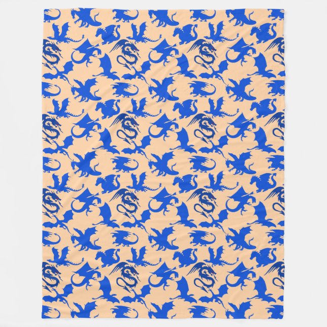 Dragon pattern 02 blue.bwx4 Lorange BG Fleece Blanket (Front)