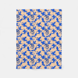 Dragon pattern 02 blue.bwx4 Lorange BG Fleece Blanket