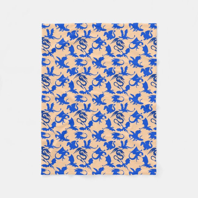 Dragon pattern 02 blue.bwx4 Lorange BG Fleece Blanket (Front)