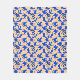 Dragon pattern 02 blue.bwx4 Lorange BG Fleece Blanket