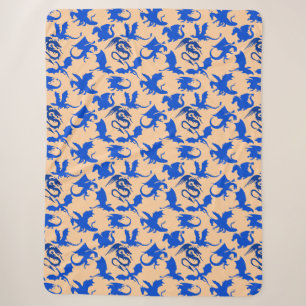 Dragon pattern 02 blue.bwx4 Lorange BG Sherpa Blanket