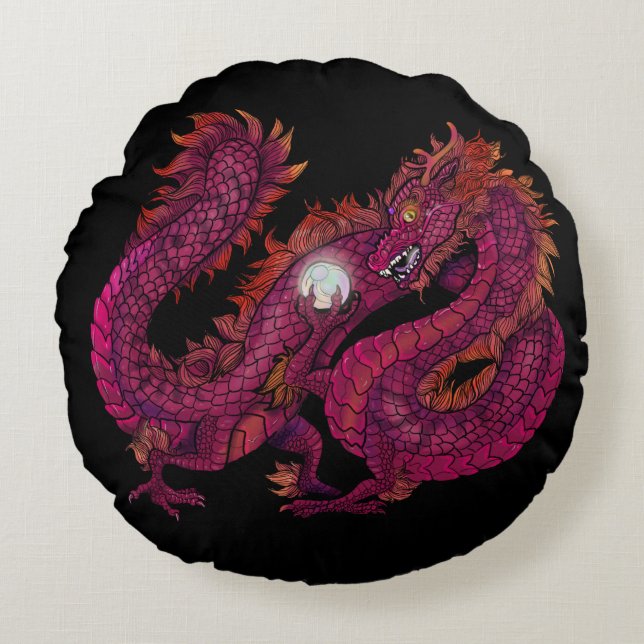 Dragon Pearl Round Cushion (Front)