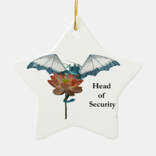 Dragon Peeks Around Flower Ceramic Tree Decoration
