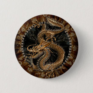Dragon Pentagram 6 Cm Round Badge