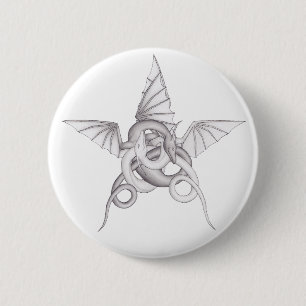 Dragon Pentagram 6 Cm Round Badge