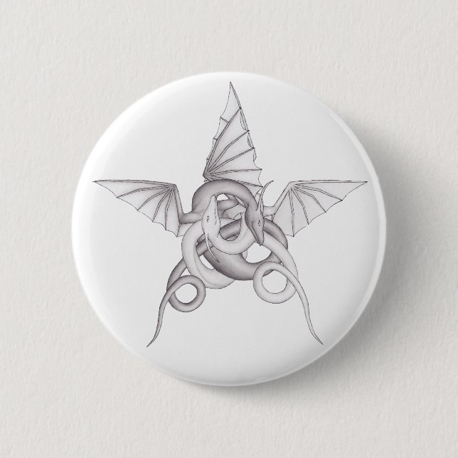 Dragon Pentagram 6 Cm Round Badge (Front)