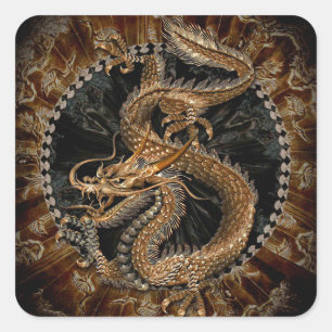 Dragon Pentagram Square Sticker
