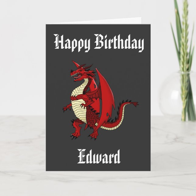 Dragon personalised mythical creature birthday card (Front)