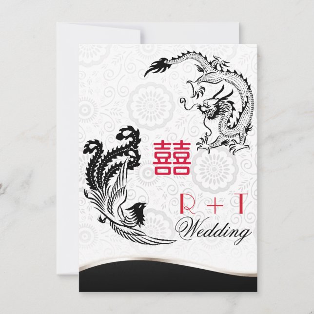 Dragon-Pheonix Double Happiness Wedding Invite (Front)