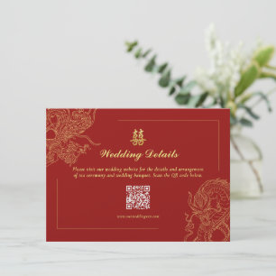 Dragon Phoenix Chinese Wedding details QR code Enclosure Card
