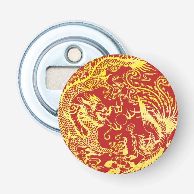 Dragon phoenix Chinese wedding logo Bottle Opener (Front)