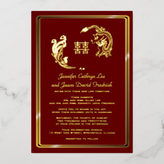 Dragon Phoenix Double Happiness Wedding Gold