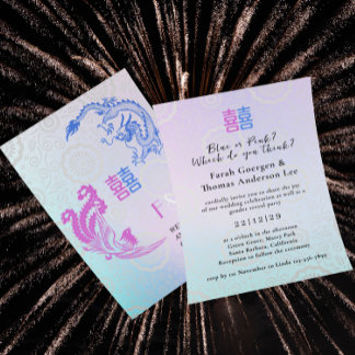 Dragon-Phoenix Double Xi Wedding & Gender Reveal Invitation
