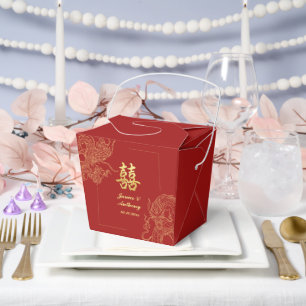 Dragon Phoenix Traditional Red Chinese Wedding Favour Box