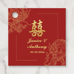 Dragon Phoenix Traditional Red Chinese Wedding  Favour Tags