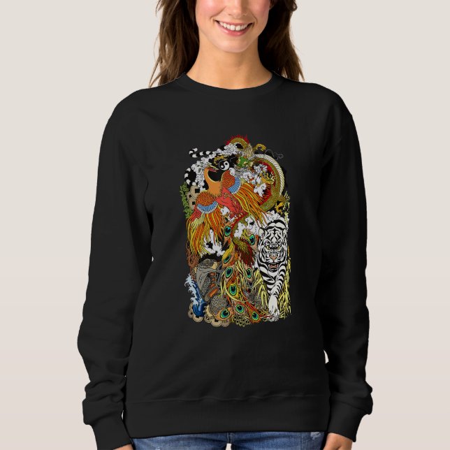 Dragon Phoenix Turtle Tiger Chinese Mythology Sweatshirt (Front)