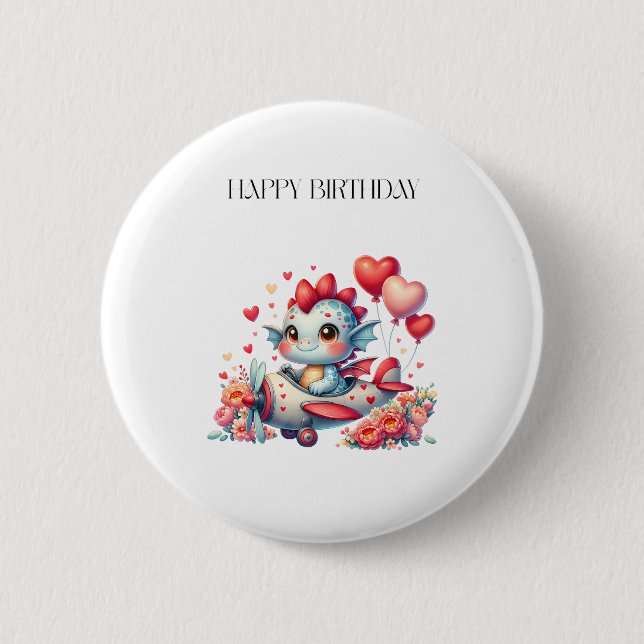Dragon Pilot Birthday 6 Cm Round Badge (Front)
