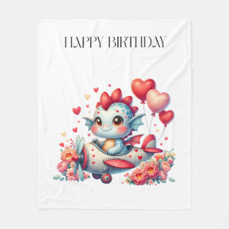 Dragon Pilot Birthday Fleece Blanket