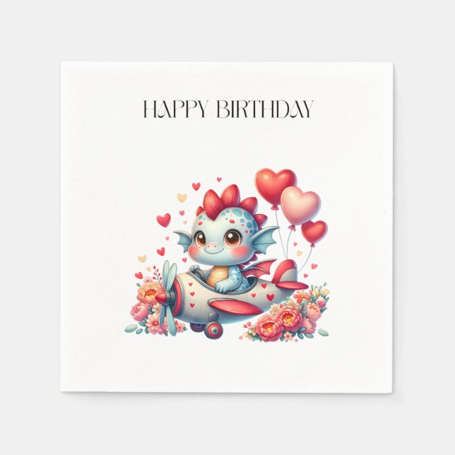 Dragon Pilot Birthday Napkin (Front)