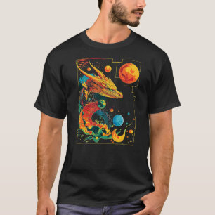 Dragon Planets Abstract Painting Geometric Animal T-Shirt